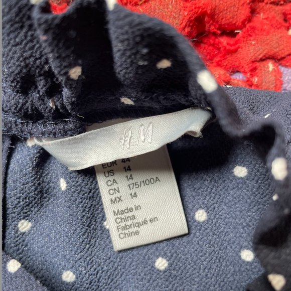 Navy Blue with White Polka Dot Long Sleeved Flare Dress - Picture 6 of 6